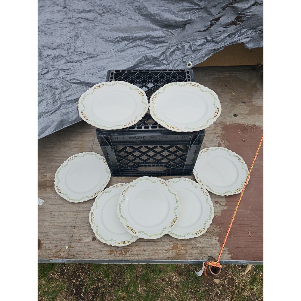 johnson bros england vintage china With Gold Leaf Edge 7 9 " Plates